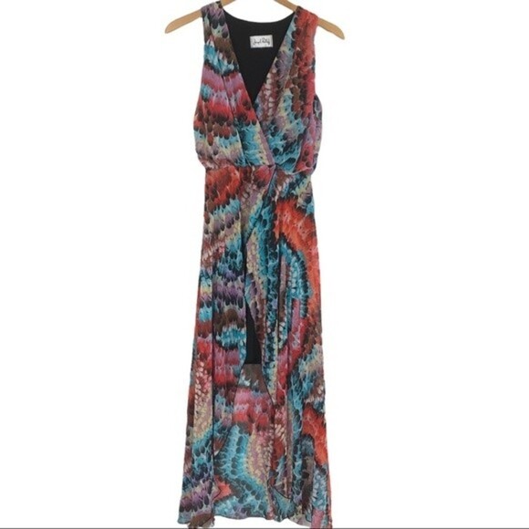 Joseph Ribkoff multicolored hi low dress - Picture 1 of 8